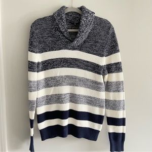 Express men’s blue and white striped knit sweater